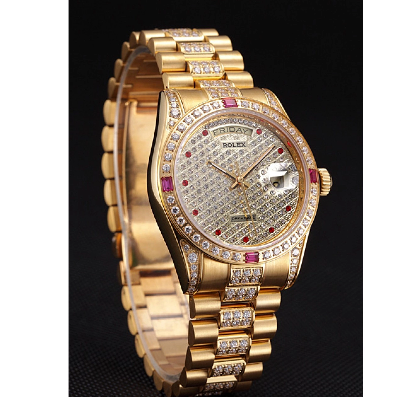 Rolex copies cheap 621614 Rolex Diamonds Yellow Swiss Gold-srl184 Day-Date 0625